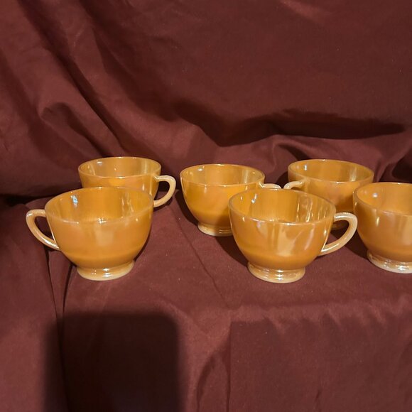 Vintage Fire-King Peach Lustre Cup set - Picture 6 of 6